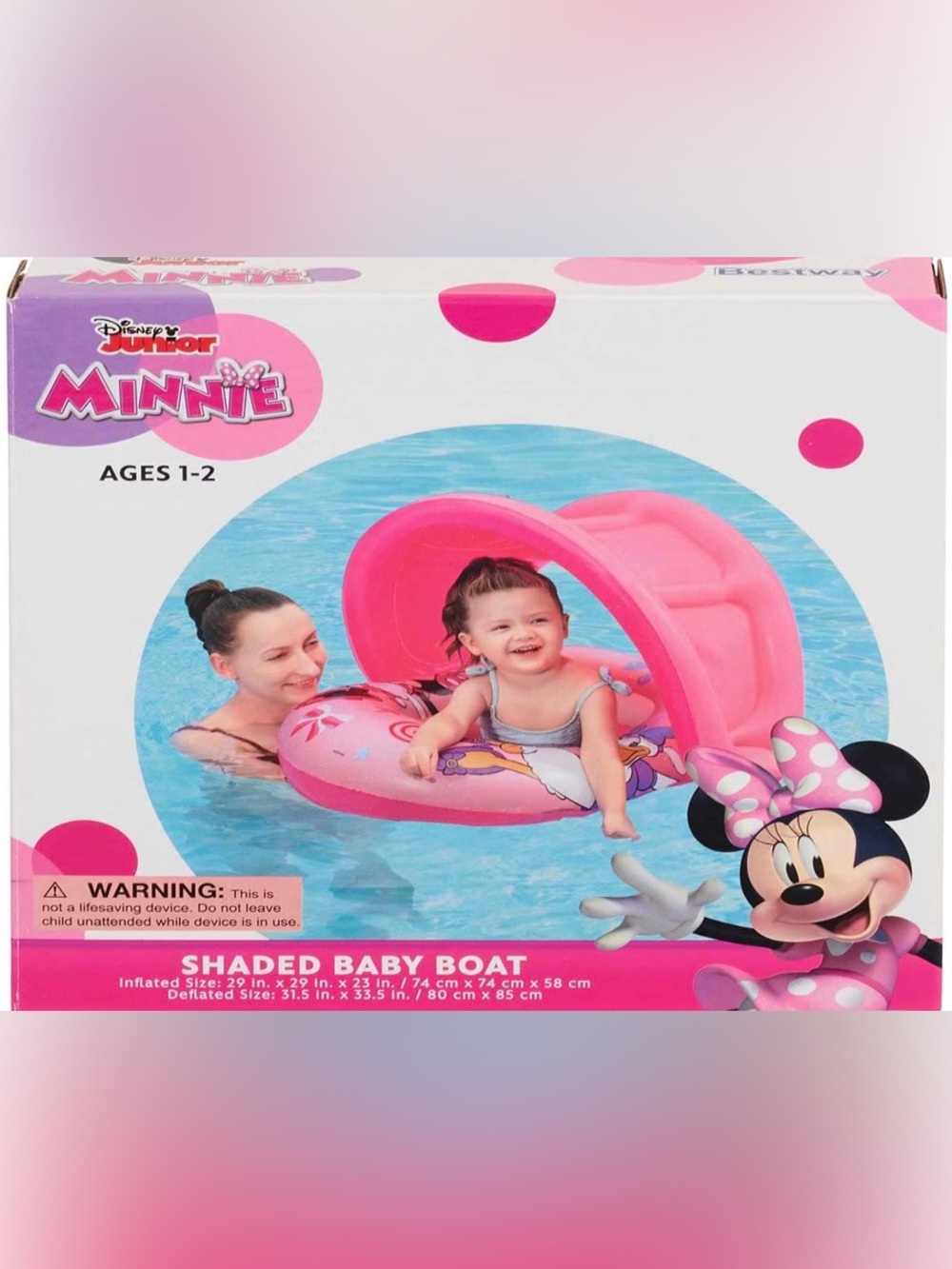 Disney Junior Minnie Pink Shaded Baby Boat - Kids Swim Float